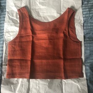 100% Linen Crop Top in terra cotta orange